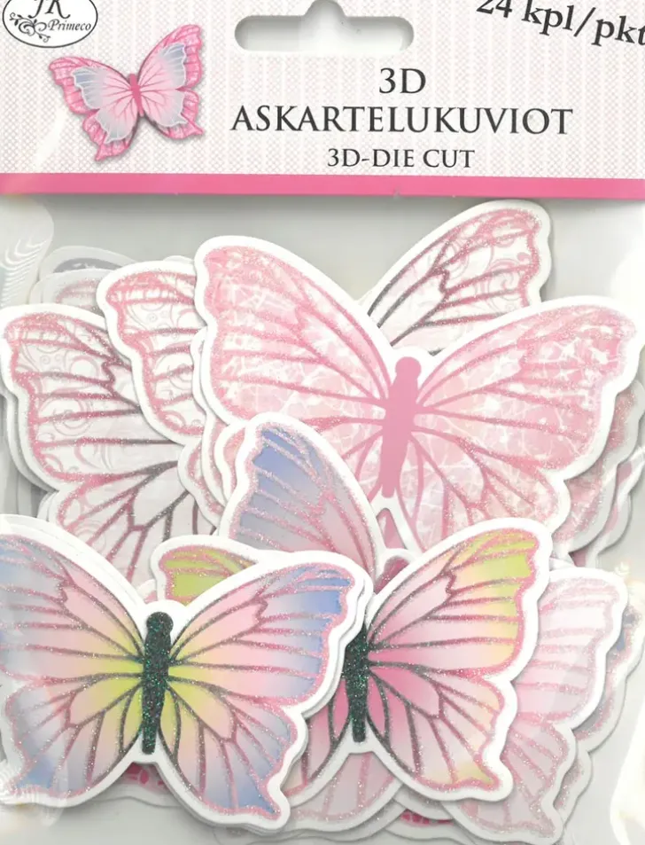 J.K. Primeco 3D Askartelukuviot Perhonen 24Kpl/Pkt
