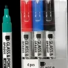 Lasi- Ja Posliinitussi, Musta, Sininen, Vihrea, Punainen, Paksuus 1-2 Mm, Lapikuultavat, 4 Kpl/ 1 Pkk