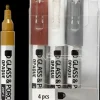 Lasi- Ja Posliinitussi, Ruskea, Kulta, Hopea, Valkoinen, Paksuus 1-2 Mm, Lapikuultavat, 4 Kpl/ 1 Pkk